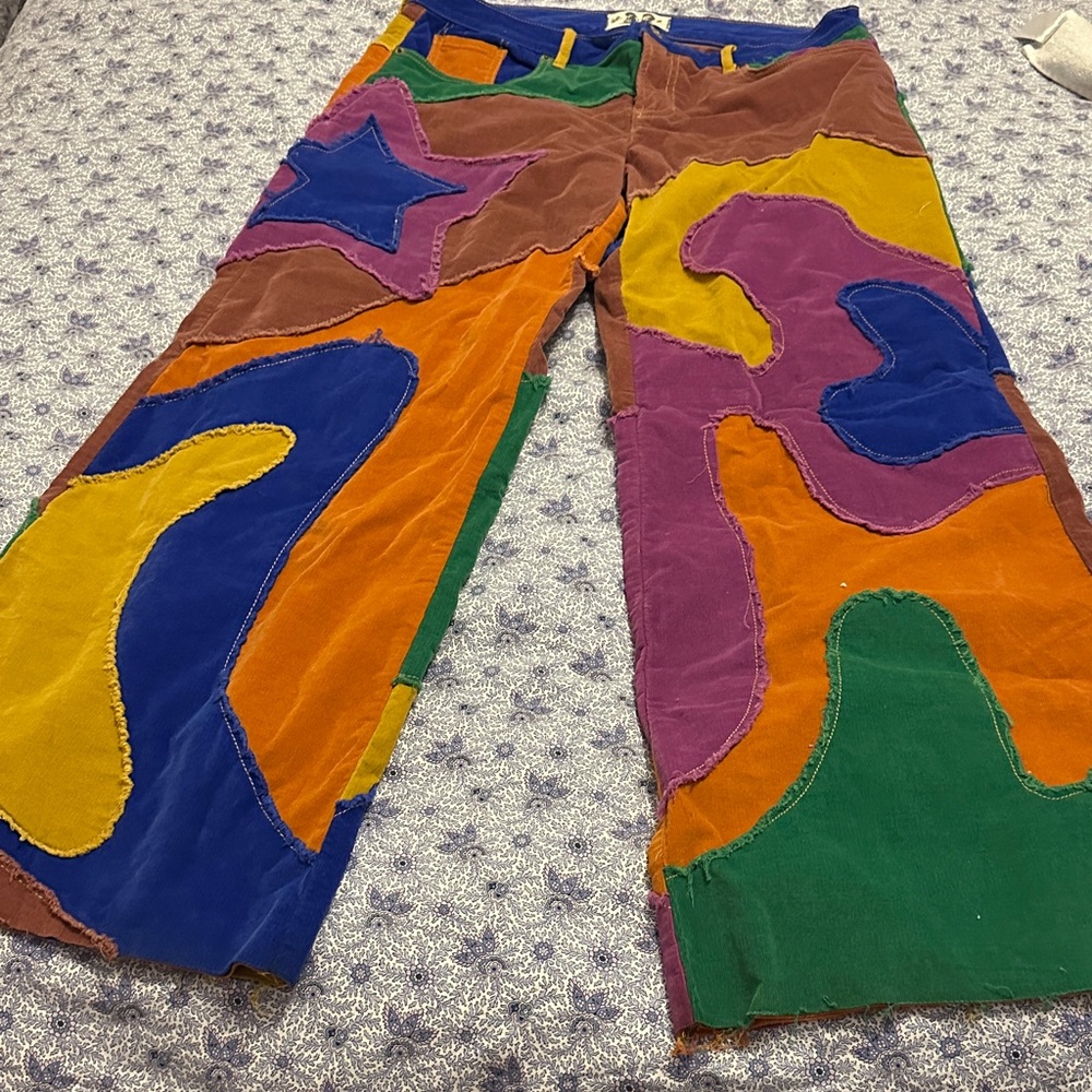 Free People Multicolor Patchwork Wide Leg Pants - Bold Retro Mix